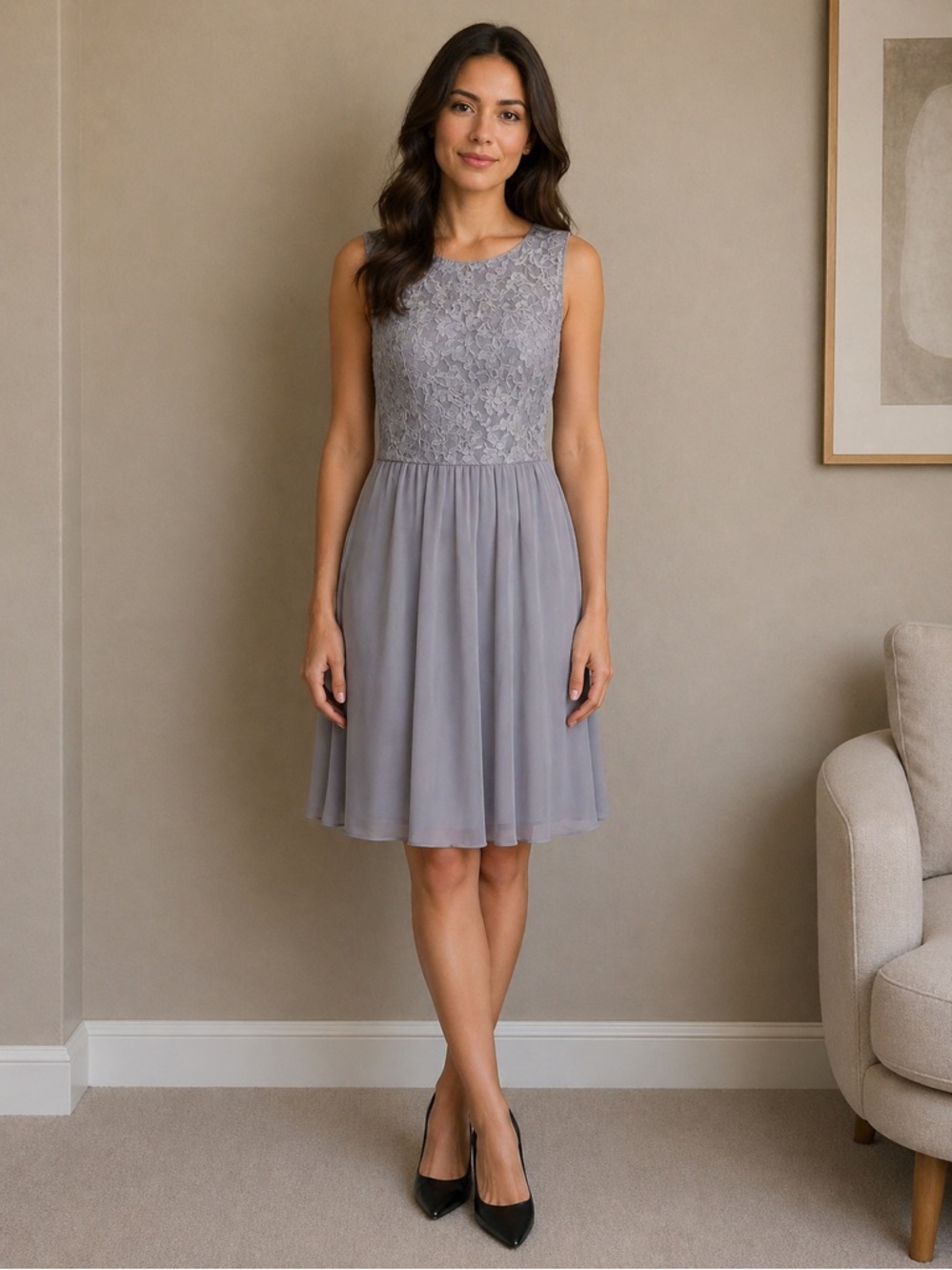 Max Studio Gray Formal Sleeveless Sundress